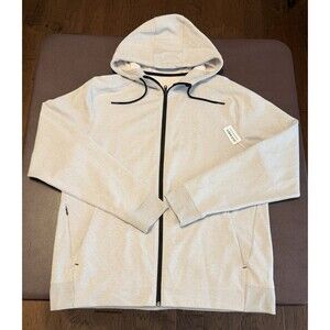 Old Navy Active Dynamic Fleece Stretch Full-Zip Hooded Jacket Mens XL Light Grey